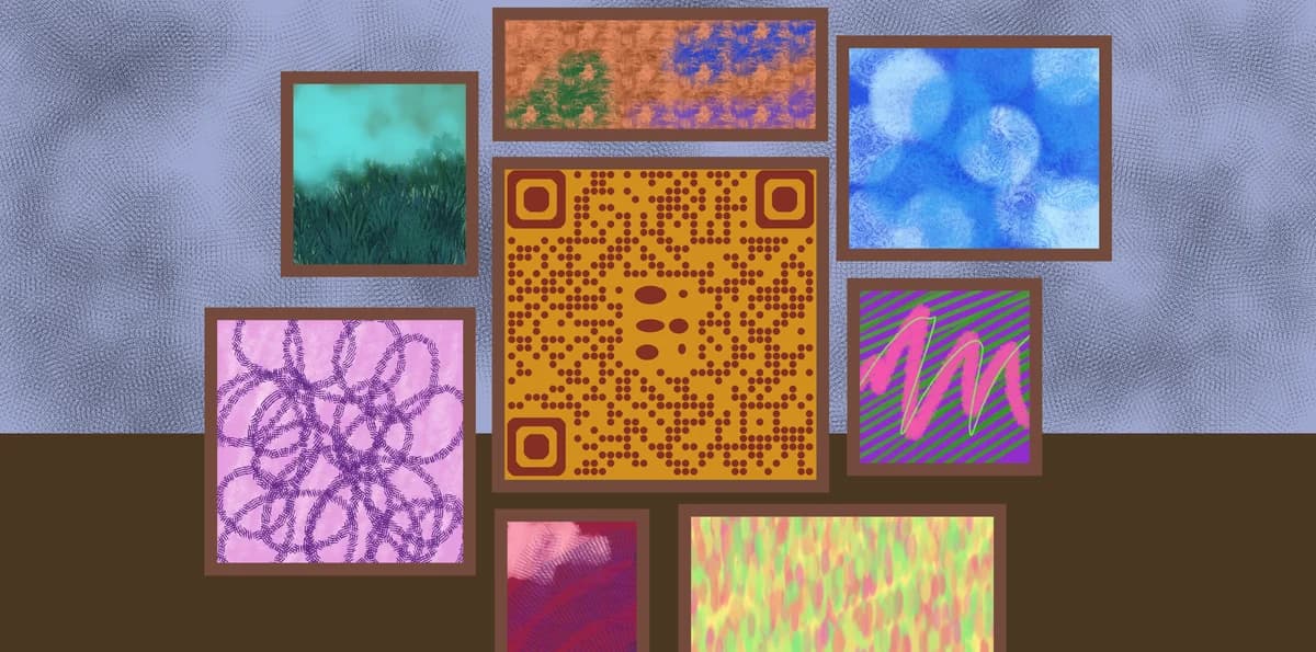 QR-koder til deling af digital kunst og online porteføljer