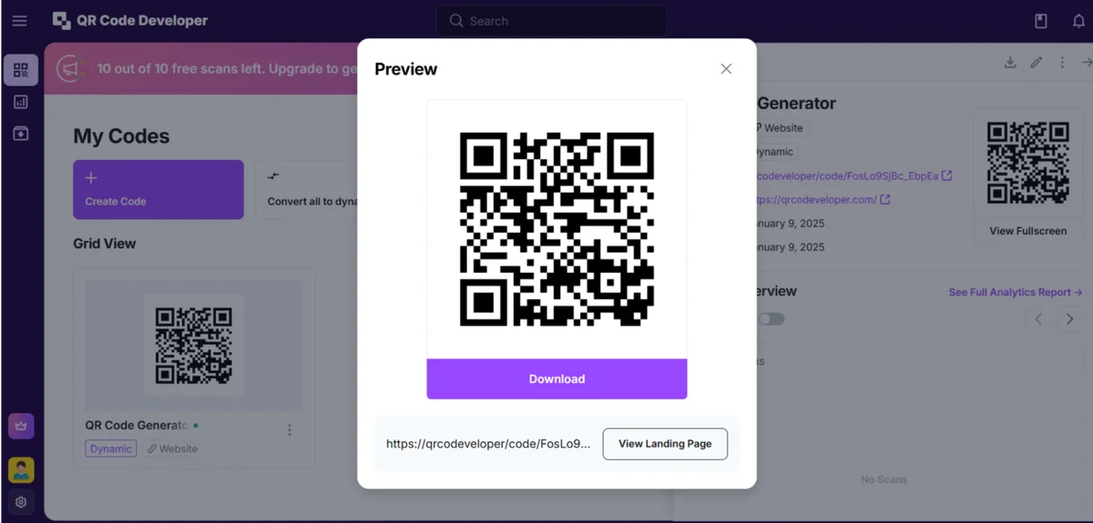generated qr code