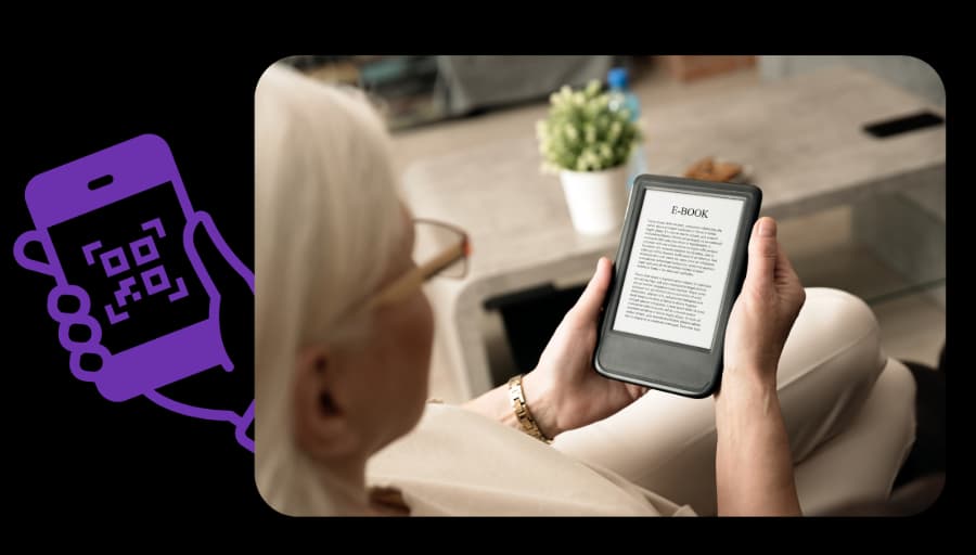 Connectez les lecteurs au contenu numérique - QR Code URL feature illustration for QR Codes Pour Éditeurs