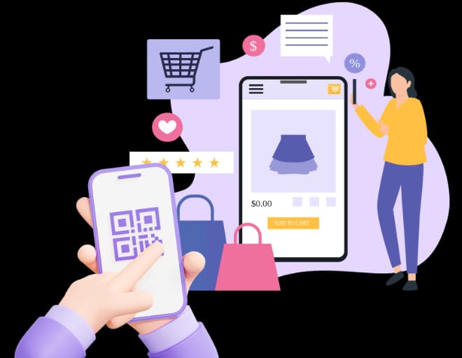 Expérience d'achat interactive - QR Code PDF feature illustration for QR Codes Pour le Commerce