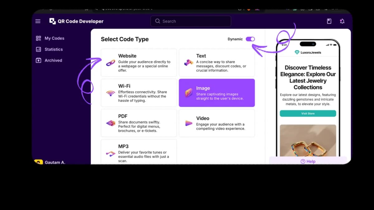 qr code website select