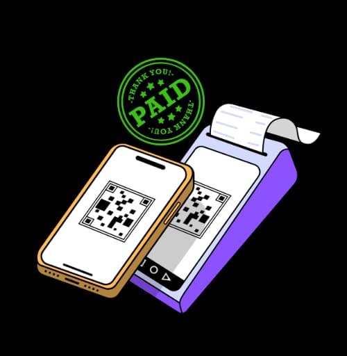 Egyszerűsített digitális fizetések és tranzakciók - URL QR Code feature illustration for QR kódok pénzügyi és biztosítási társaságok számára