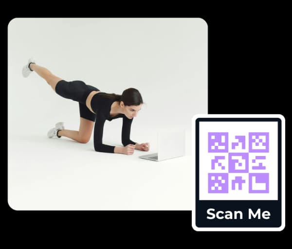 Edzési és óra erőforrások megosztása - Video QR Code feature illustration for QR kódok edzőtermek és wellness stúdiók számára