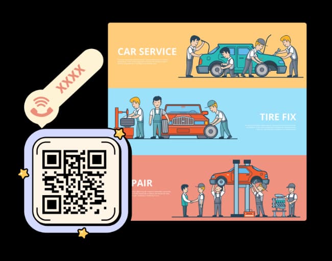 Kapcsolat helyi javítószolgálatokkal - URL QR Code feature illustration for QR kódok otthoni javításokhoz és karbantartáshoz