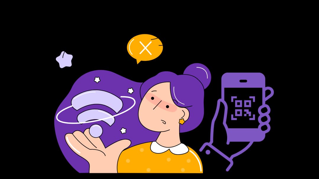 Egyszerűsítse a bejelentkezést és a szobahozzáférést - Wi-Fi QR Code feature illustration for QR kódok szállodák és üdülőhelyek számára