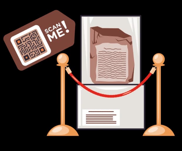 Interaktív kiállítások és audioguide-ok - URL QR Code feature illustration for QR kódok múzeumokhoz és galériákhoz