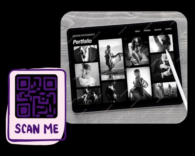 Mutassa be portfólióját azonnal - URL QR Code feature illustration for QR kódok fotósoknak és videósoknak