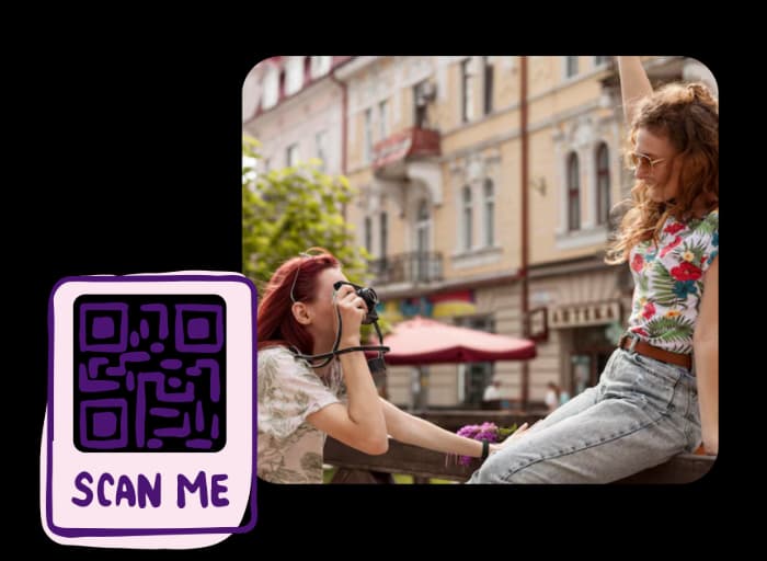 Ossza meg a kulisszák mögötti tartalmakat - Video QR Code feature illustration for QR kódok fotósoknak és videósoknak