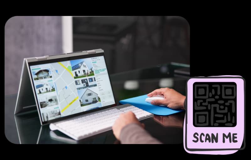 Mutassa be ingatlanhirdetéseit azonnal - URL QR Code feature illustration for QR kódok ingatlanügynökségeknek