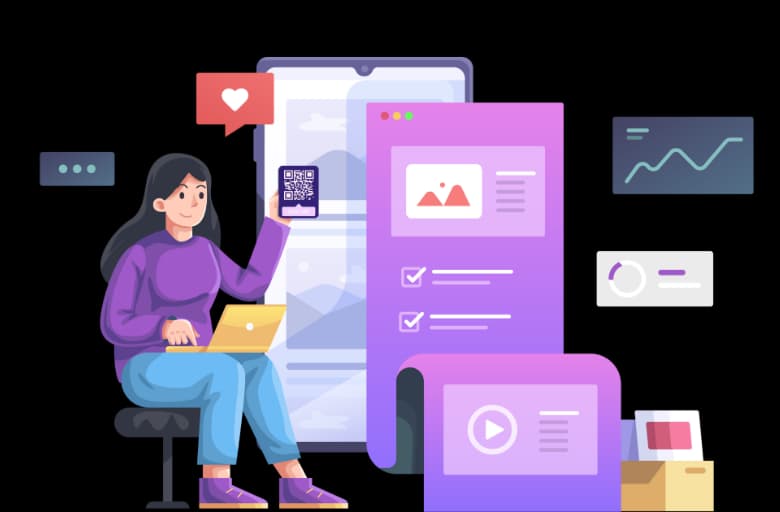 QR kódok felhasználói visszajelzésekhez és hibajelentésekhez - URL QR Code feature illustration for QR kódok szoftver- és játékfejlesztőknek