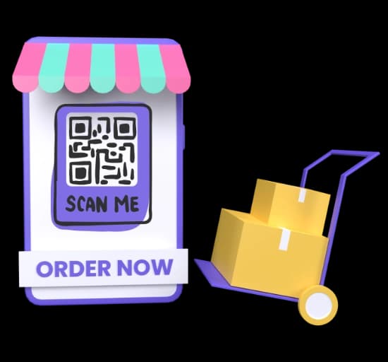 Növelje a termékértékesítést mobil rendelésekkel - URL QR Code feature illustration for QR-kódok stadionokhoz és konferenciaközpontokhoz