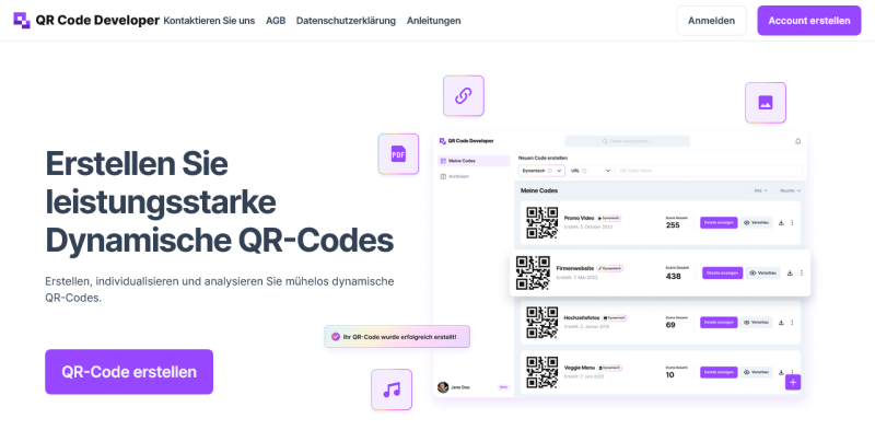 QR Code Developer - Homepage - DE