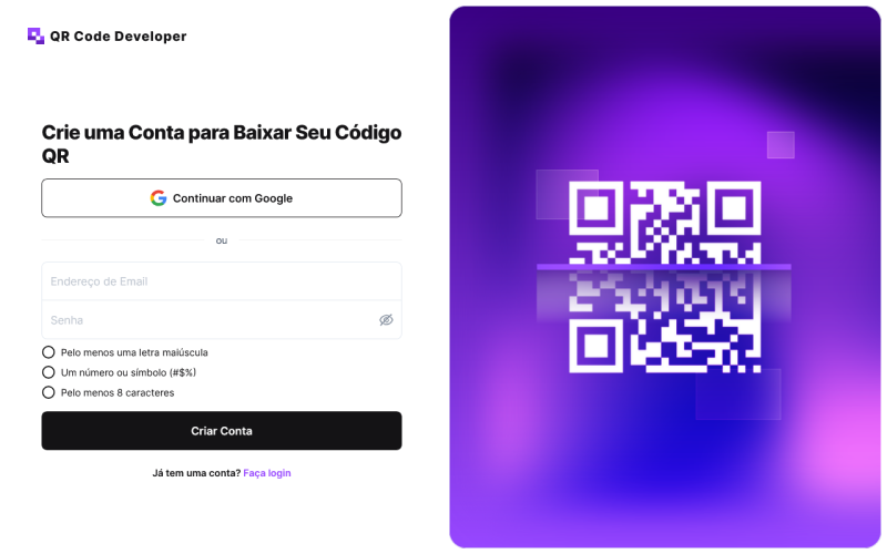 QRcodeveloper - Crie uma Conta PT