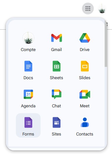 Google Forms Menu Icon